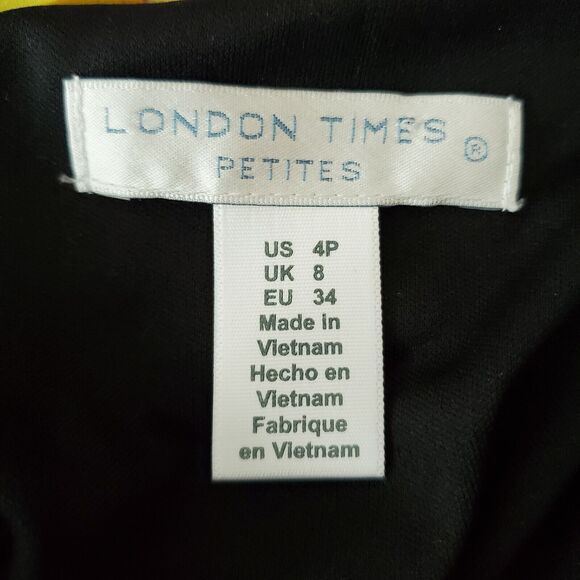 London Times Sleeveless Dress 4p Petite Colorful Stripes Knee Length Stretch - Picture 5 of 7